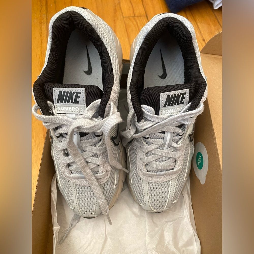 Nike Zoom Vomero 5 Sneakers in Pure Platinum, Chrome, & Light Orewood Revolve 6 - Picture 11 of 12